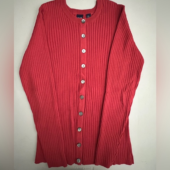 🧡🍠🧶GAP Yam Cotton Wide Rib Cardigan Sweater NEW - Picture 1 of 4